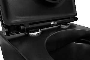 Унитаз подвесной Azario Grado 4551+AZ-0046N-MB с инсталляцией Loranto безободковый, с сиденьем микролифт, черный матовый купить в интернет-магазине Sanbest