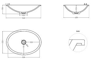 Раковина врезная снизу столешницы Salini MAREA 11 1802211MF 55 из искусственного камня S-Stone, матовая, цвет по RAL полностью купить в интернет-магазине Sanbest