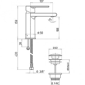 Смеситель для раковины PAINI Ghibli 44CR211EFXTSR хром купить в интернет-магазине сантехники Sanbest
