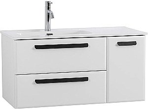 Тумба с раковиной Cezares ECO-CER-N 100 ECO-CER-N-1000-2C-1A-SO-BL белая глянцевая для ванной в интернет-магазине Sanbest