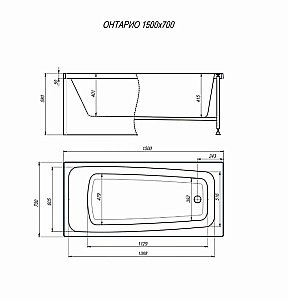 Ванна Alex Baitler Ontario 150х70 купить в интернет-магазине Sanbest