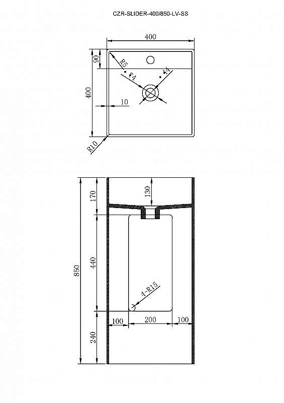 Раковина Cezares CZR-SLIDER 400/850-LV-SS белая купить в интернет-магазине Sanbest