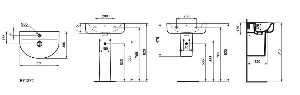 Раковина на полупьедестале Ideal Standard Connect Space E137201 купить в интернет-магазине Sanbest