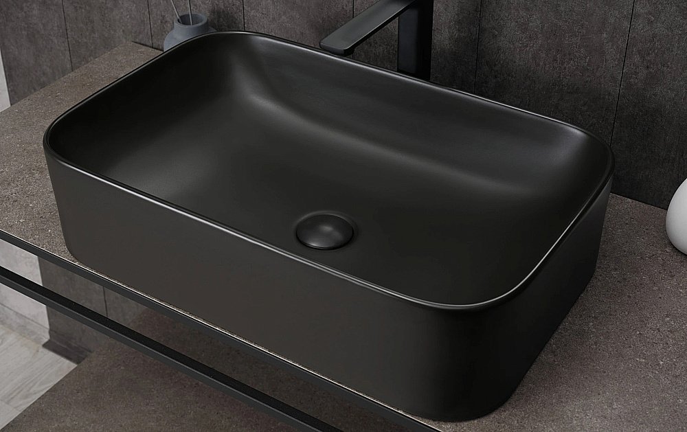 Раковина накладная Gid Geometrico 61 Bm9599 53366 черная матовая купить в интернет-магазине Sanbest