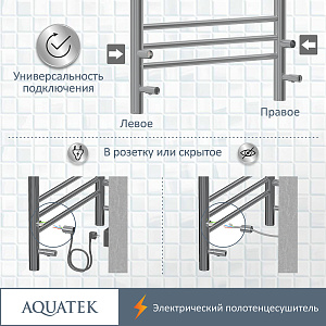 Полотенцесушитель Aquatek Поларис П7 50х70 AQ EL KO0770CH хром купить в интернет-магазине сантехники Sanbest