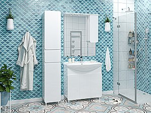 Зеркало со шкафом Misty Чегет 85 П-Чег-02085-01 белый в ванную от интернет-магазине сантехники Sanbest