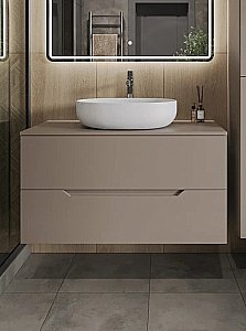 Тумба с раковиной Orange Line 100 Li-100TuLMDF+B05-520W латте/белый для ванной в интернет-магазине Sanbest