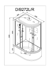 Душевая кабина Deto Серия D D272 120x80 купить в интернет-магазине Sanbest