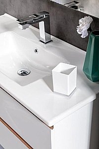 Тумба с раковиной Armadi Art Capolda 100 белое с ручкой орех для ванной в интернет-магазине Sanbest