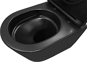 Унитаз подвесной Azario Vela AZ-2480MB-1 черный матовый, безободковый, с крышкой микролифт, слив торнадо купить в интернет-магазине Sanbest