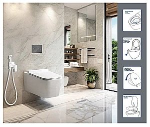 Унитаз подвесной CeruttiSpa Viola Aria Tornado 10583 белый, безободковый, с крышкой микролифт, слив-торнадо купить в интернет-магазине Sanbest