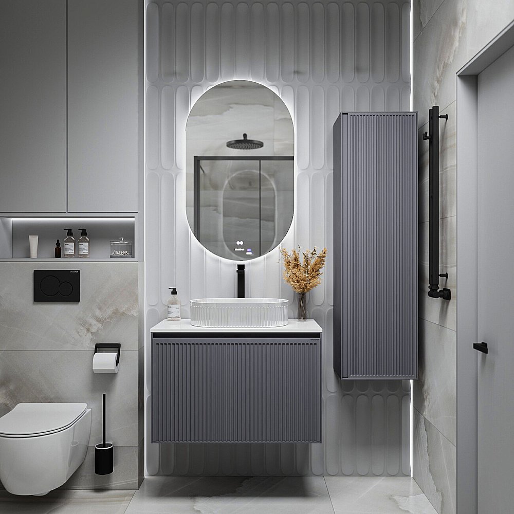 Пенал подвесной Grossman Кристалл 40 303543 графит матовый для ванной в интернет-магазине сантехники Sanbest