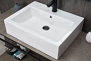 Раковина накладная Gid Geometrico 57 N9157 51216 белая купить в интернет-магазине Sanbest