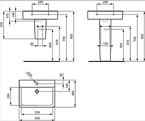 Раковина подвесная Ideal Standard Connect 65 E810801 белая купить в интернет-магазине Sanbest
