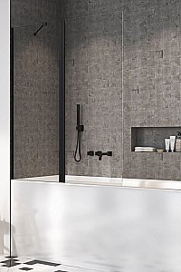 Шторка для ванны Radaway Nes 8 Black PND II 140 стекло прозрачное/профиль черный матовый купить в интернет-магазине Sanbest