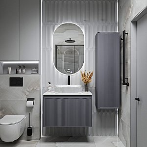 Пенал подвесной Grossman Кристалл 40 303543 графит матовый для ванной в интернет-магазине сантехники Sanbest