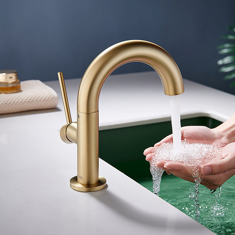 Смеситель для раковины Elghansa RADIANT XQ 1637181-MattGold матовое золото купить в интернет-магазине сантехники Sanbest