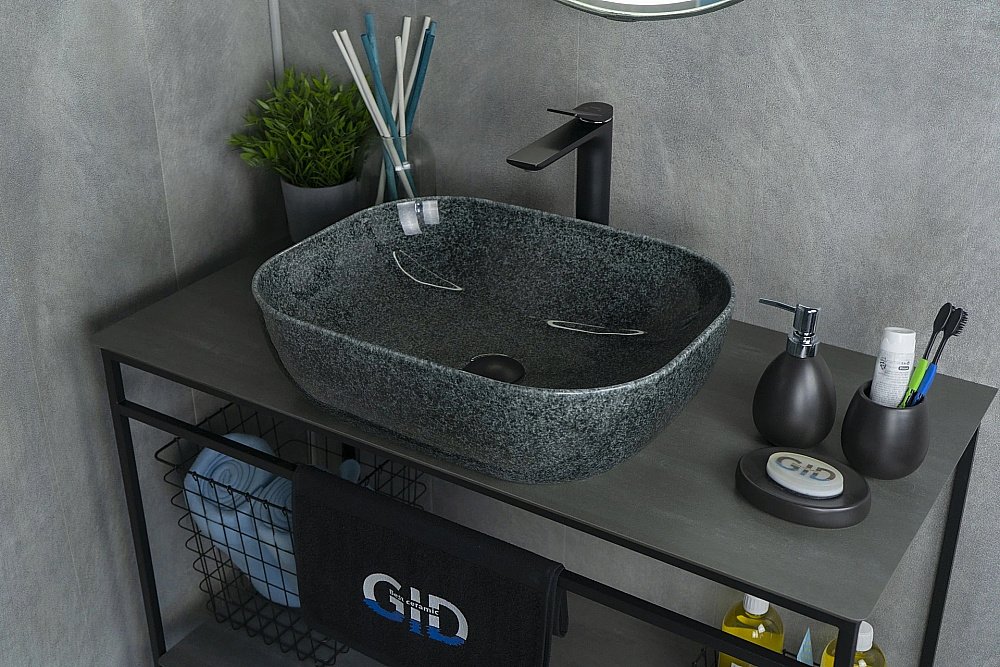 Раковина накладная Gid 50 Mnc338 54431 серая купить в интернет-магазине Sanbest