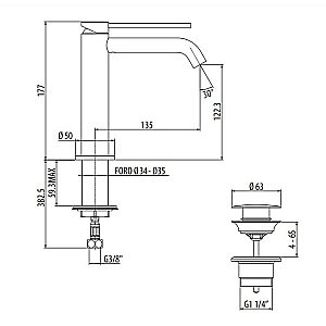 Смеситель для раковины Gattoni Circle Two 9144/91BO купить в интернет-магазине сантехники Sanbest