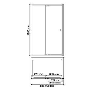 Душевая дверь WasserKRAFT Aula 11P04 90 стекло прозрачное/профиль хром купить в интернет-магазине Sanbest