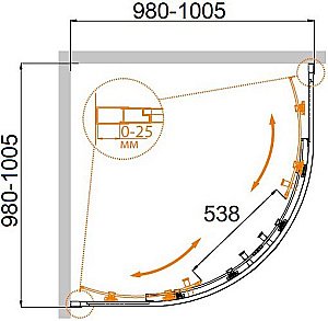 Душевой уголок Cezares Molveno 100x100 Molveno-R-2-100-C-GM-IV стекло прозрачное/профиль матовая оружейная сталь купить в интернет-магазине Sanbest