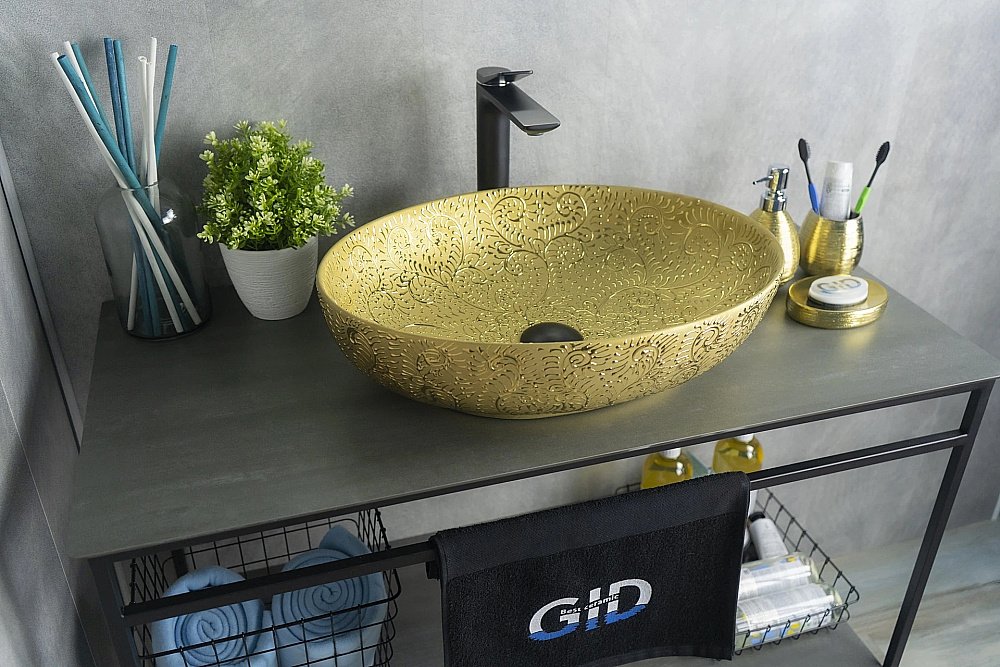 Раковина накладная Gid Lago 51,5 Nc444 52233 золото купить в интернет-магазине Sanbest