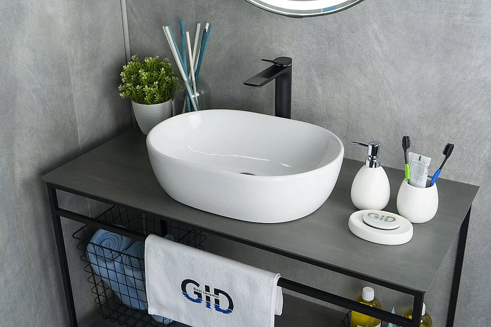 Раковина накладная Gid Lago 48 N9026b 51113 белая купить в интернет-магазине Sanbest