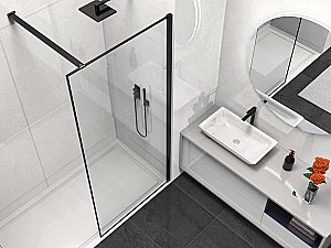 Душевое ограждение Vincea Walk-In VSW-1HS800CLB 80 стекло прозрачное/профиль черный матовый купить в интернет-магазине Sanbest