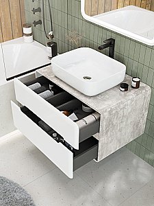 Тумба с раковиной Art&Max AM-Genova-800-2C-SO-CH/AM-78109 Бетон хафит для ванной в интернет-магазине Sanbest