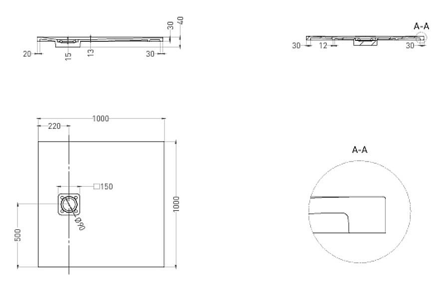 Душевой поддон Salini Oasi 120324MF S-Stone 100x100 матовый купить в интернет-магазине Sanbest