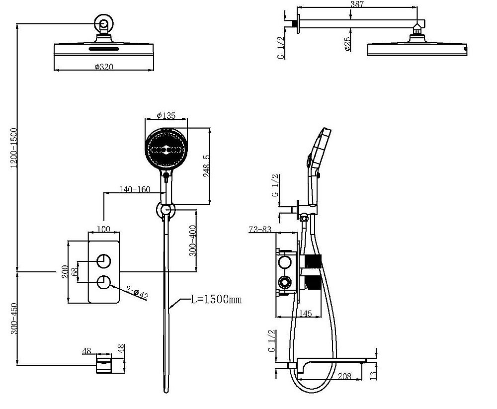 Душевая система Vincea Domus VSFW-5DM1BG брашированное золото купить в интернет-магазине сантехники Sanbest