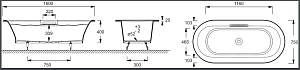 Ванна чугунная Jacob Delafon VOLUTE E6D036-00 160x75 купить в интернет-магазине Sanbest