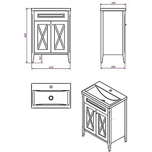 Тумба с раковиной Caprigo Napoli promo 60 Орех для ванной в интернет-магазине Sanbest