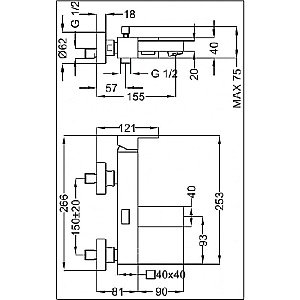 Смеситель для ванны и душа Cezares TREND-VM купить в интернет-магазине сантехники Sanbest