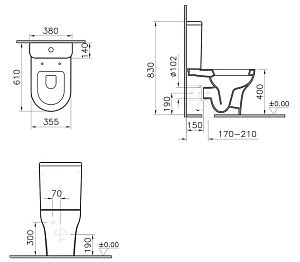 Унитаз Vitra Zentrum 9012B003-7202 с бачком, с крышкой микролифт, белый купить в интернет-магазине Sanbest