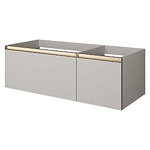 Тумба с раковиной Armadi Art QUATRO 2 120 CASHMERE/профиль MATT GOLD/раковина белая L-R для ванной в интернет-магазине Sanbest
