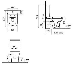 Унитаз Vitra Zentrum 9012B003-7202 с бачком, с крышкой микролифт, белый купить в интернет-магазине Sanbest