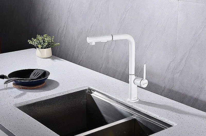 Смеситель для кухни Paulmark Neo Ne214419-WH белый матовый купить в интернет-магазине сантехники Sanbest