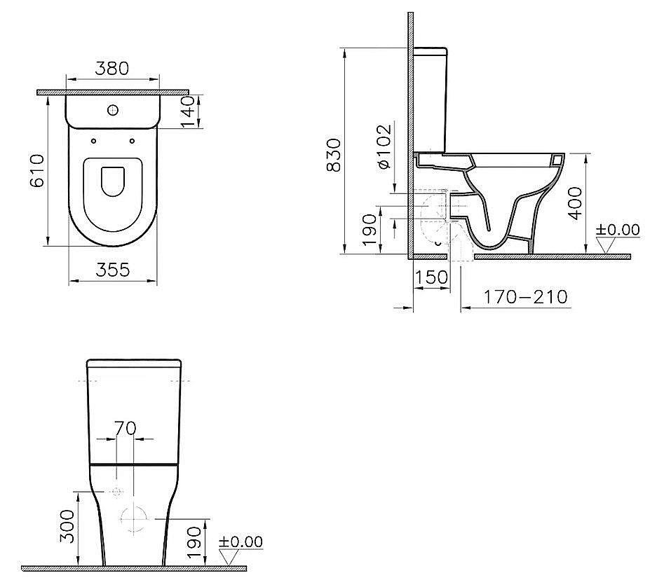 Унитаз Vitra Zentrum 9012B003-7202 с бачком, с крышкой микролифт, белый купить в интернет-магазине Sanbest