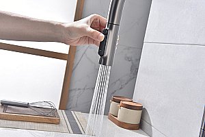 Смеситель для кухни Paulmark Universal Un213880-GM вороненая сталь купить в интернет-магазине сантехники Sanbest