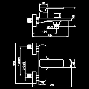 Смеситель для ванны Elghansa Heffen 2352520 хром купить в интернет-магазине сантехники Sanbest