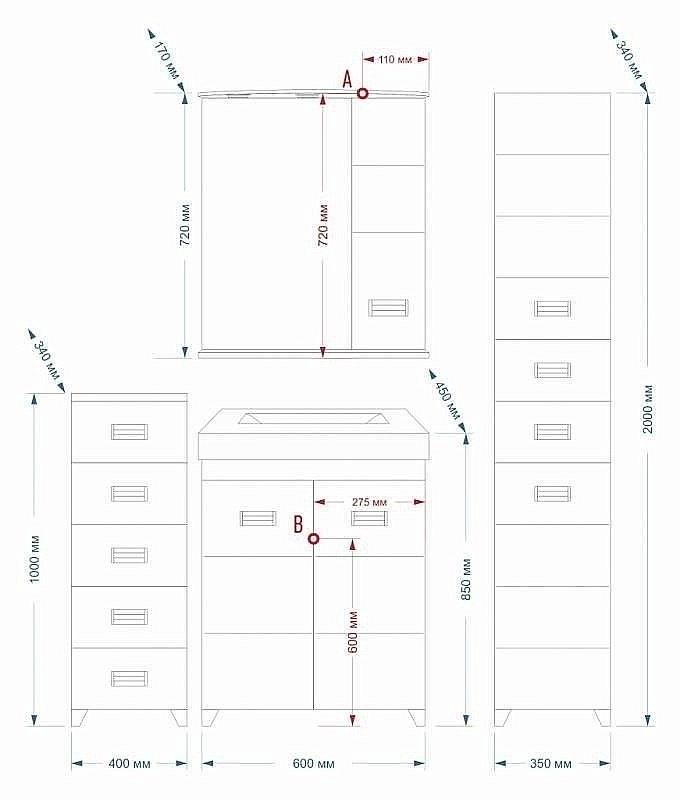 Тумба с раковиной напольная Misty Селена 60 белая для ванной в интернет-магазине Sanbest