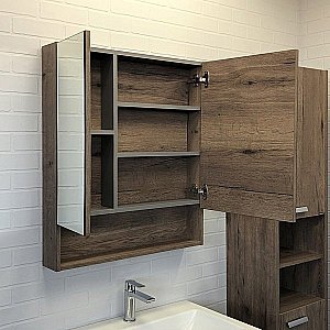 Зеркальный шкаф Comforty Никосия 00-00008851 70 дуб темный купить в интернет-магазине сантехники Sanbest