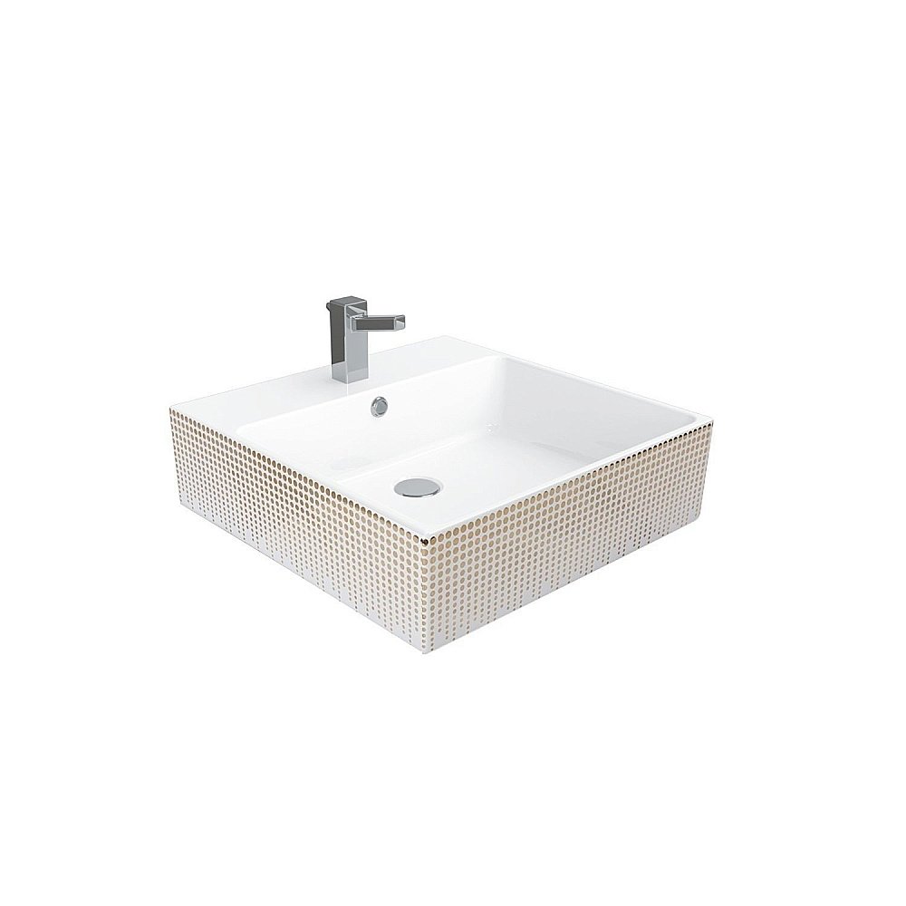 Раковина Creavit Next 50 NX256-NA00белая, декор золото купить в интернет-магазине Sanbest