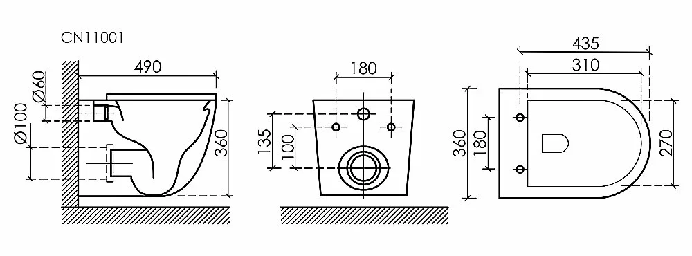 Унитаз подвесной Ceramica Nova Uno CN11001MB купить в интернет-магазине Sanbest