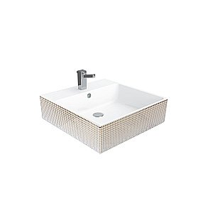 Раковина Creavit Next 50 NX256-NA00белая, декор золото купить в интернет-магазине Sanbest