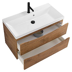 Тумба с раковиной Belbagno MARINO 90 2C-SO/BB900/450-LV-MR-AST дуб натуральный для ванной в интернет-магазине Sanbest