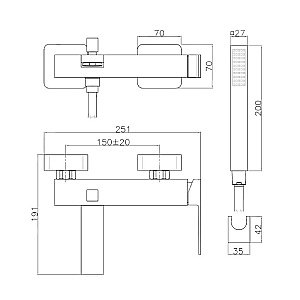 Смеситель для ванны Webert Pegaso PE850101740 белый матовый купить в интернет-магазине сантехники Sanbest