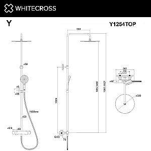 Душевая система WhiteCross Y Y1254TOPGLB золото брашированное купить в интернет-магазине сантехники Sanbest