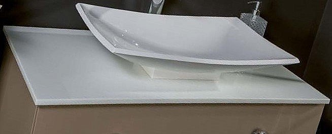 Столешница Armadi Art Solid Glass 851-110 110 белая для ванной в интернет-магазине сантехники Sanbest